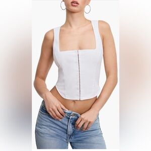 GOOD AMERICAN $129 Poplin Corset Top